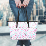 Sakura Cherry Blossom Pattern Print Leather Tote Bag