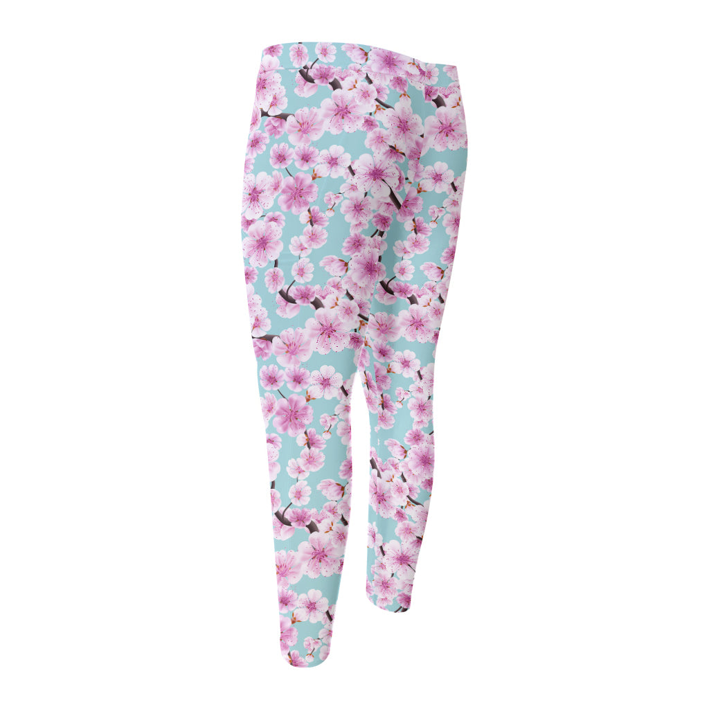 Sakura Cherry Blossom Pattern Print Men's Compression Pants