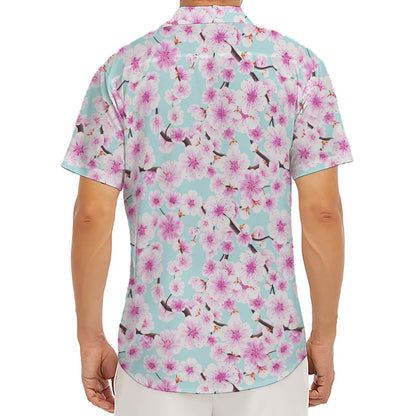 Sakura Cherry Blossom Pattern Print Men's Deep V-Neck Shirt