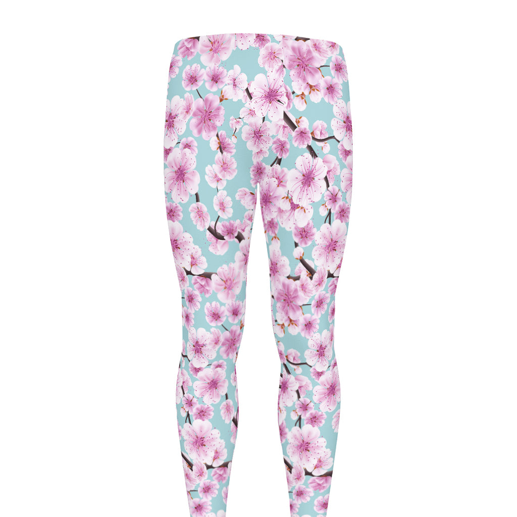 Sakura Cherry Blossom Pattern Print Men's leggings