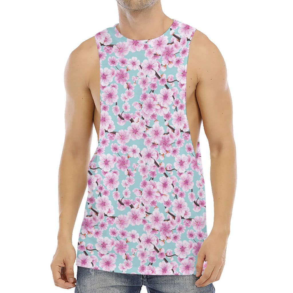 Sakura Cherry Blossom Pattern Print Men's Muscle Tank Top