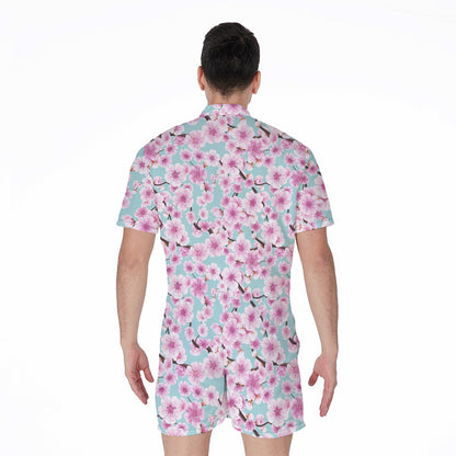 Sakura Cherry Blossom Pattern Print Men's Rompers