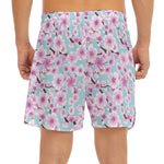Sakura Cherry Blossom Pattern Print Men's Split Running Shorts