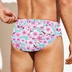 Sakura Cherry Blossom Pattern Print Men's Swim Briefs