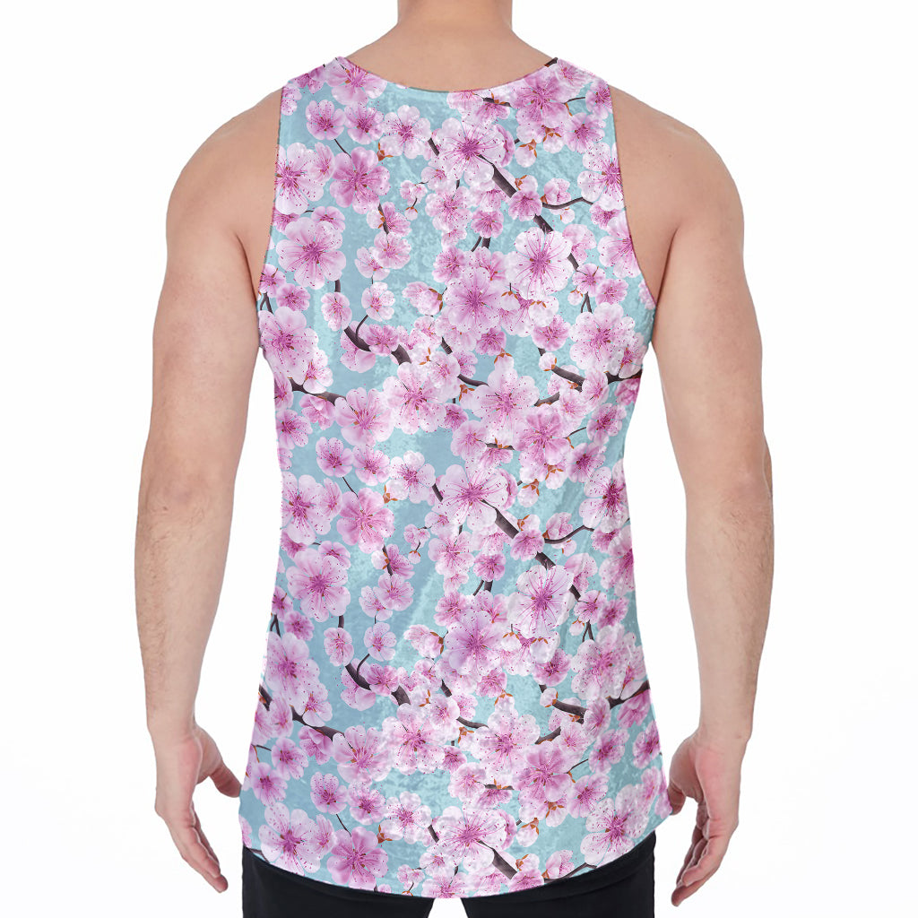 Sakura Cherry Blossom Pattern Print Men's Velvet Tank Top