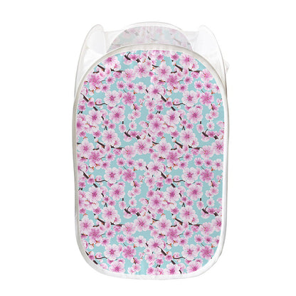 Sakura Cherry Blossom Pattern Print Mesh Laundry Hamper