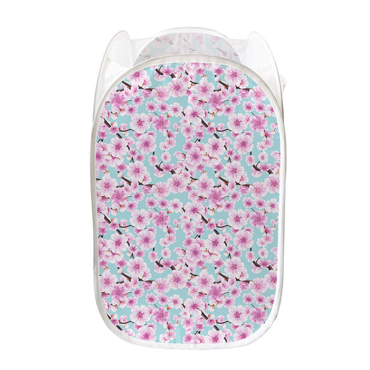 Sakura Cherry Blossom Pattern Print Mesh Laundry Hamper