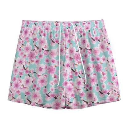 Sakura Cherry Blossom Pattern Print Mesh Shorts