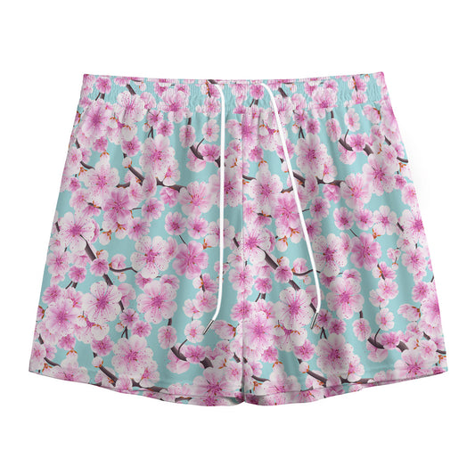 Sakura Cherry Blossom Pattern Print Mesh Shorts