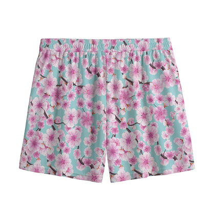 Sakura Cherry Blossom Pattern Print Mesh Shorts