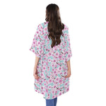 Sakura Cherry Blossom Pattern Print Open Front Beach Cover Up
