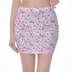 Sakura Cherry Blossom Pattern Print Pencil Mini Skirt