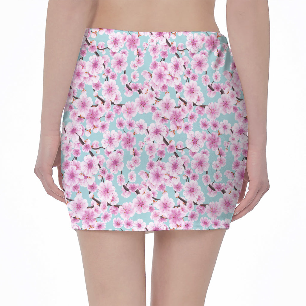 Sakura Cherry Blossom Pattern Print Pencil Mini Skirt