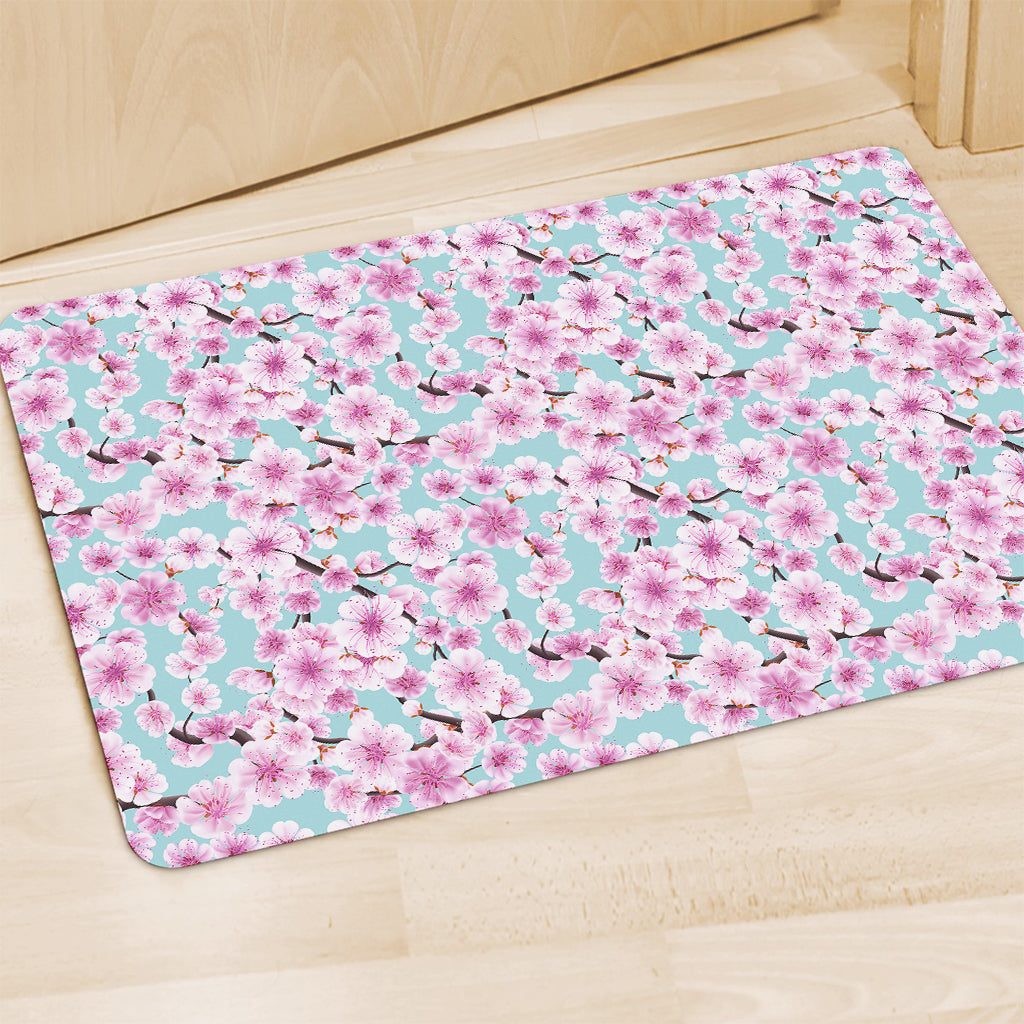 Sakura Cherry Blossom Pattern Print Polyester Doormat