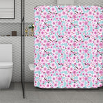Sakura Cherry Blossom Pattern Print Polyester Shower Curtain