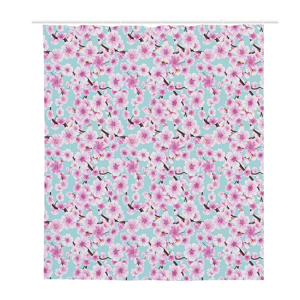 Sakura Cherry Blossom Pattern Print Polyester Shower Curtain