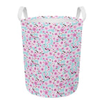 Sakura Cherry Blossom Pattern Print Round Laundry Basket