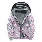 Sakura Cherry Blossom Pattern Print Sherpa Lined Zip Up Hoodie