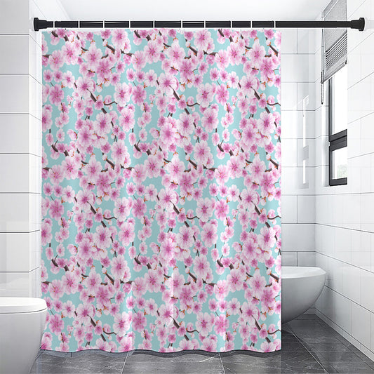 Sakura Cherry Blossom Pattern Print Shower Curtain