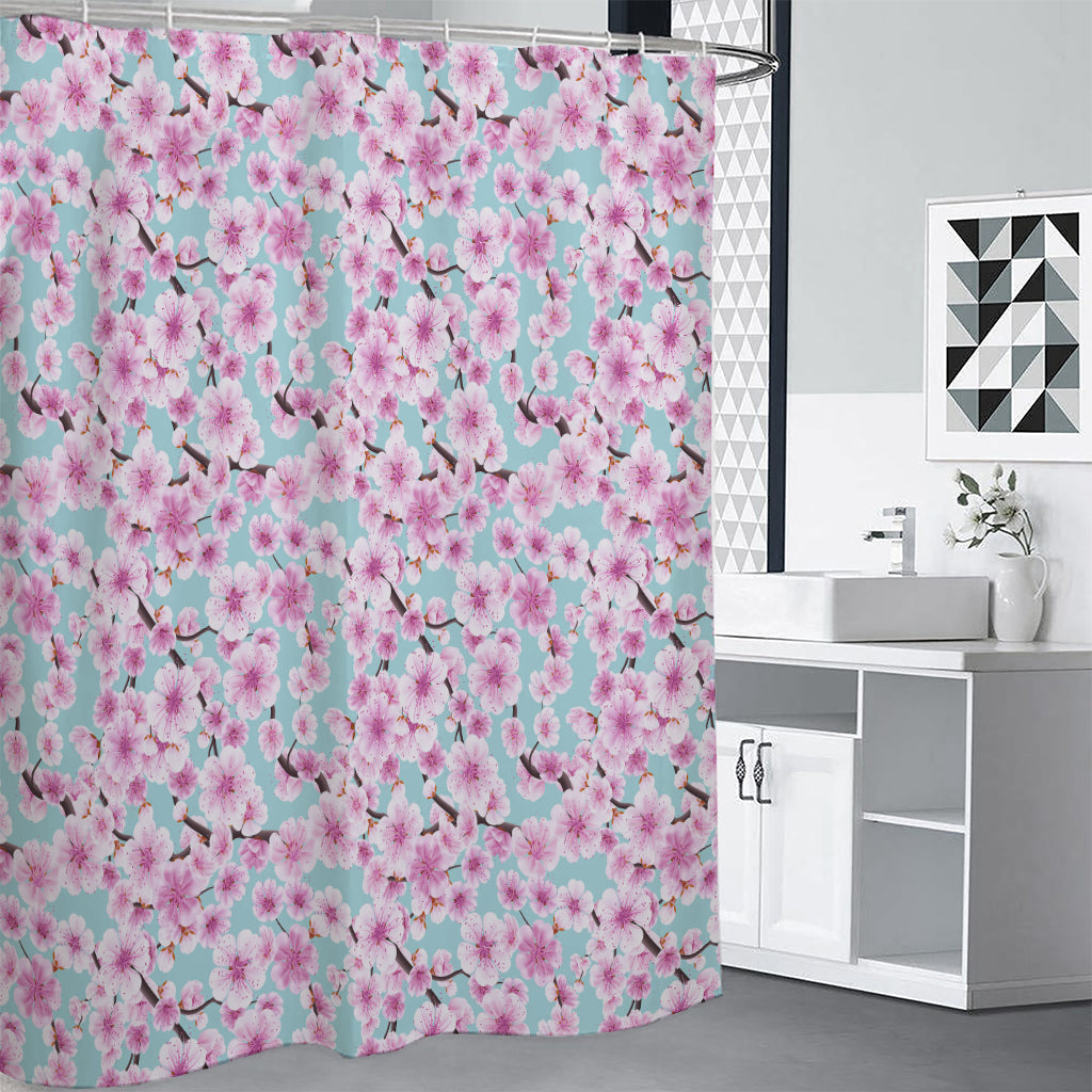 Sakura Cherry Blossom Pattern Print Shower Curtain