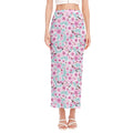 Sakura Cherry Blossom Pattern Print Side Slit Maxi Skirt