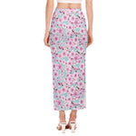 Sakura Cherry Blossom Pattern Print Side Slit Maxi Skirt