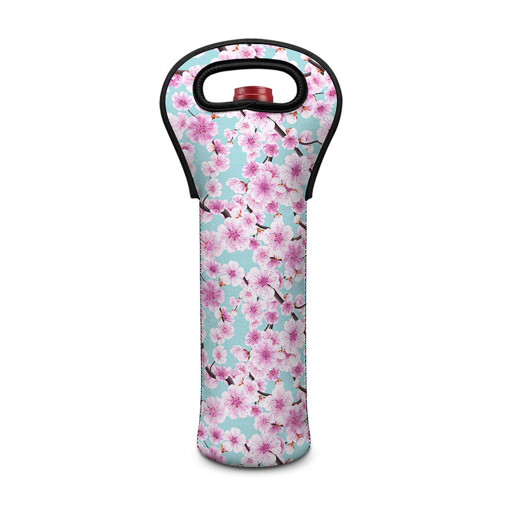 Sakura Cherry Blossom Pattern Print Single Neoprene Wine Tote