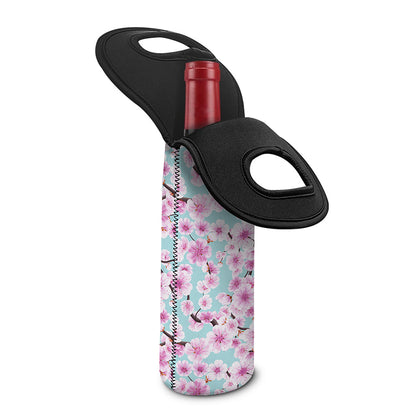 Sakura Cherry Blossom Pattern Print Single Neoprene Wine Tote
