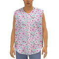 Sakura Cherry Blossom Pattern Print Sleeveless Baseball Jersey