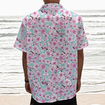 Sakura Cherry Blossom Pattern Print Textured Short Sleeve Shirt