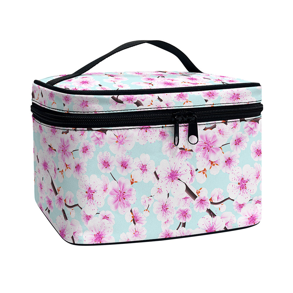 Sakura Cherry Blossom Pattern Print Travel Makeup Bag