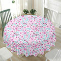 Sakura Cherry Blossom Pattern Print Waterproof Round Tablecloth