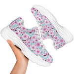 Sakura Cherry Blossom Pattern Print White Chunky Shoes