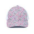 Sakura Cherry Blossom Pattern Print White Mesh Trucker Hat