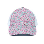 Sakura Cherry Blossom Pattern Print White Mesh Trucker Cap