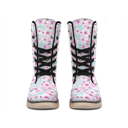 Sakura Cherry Blossom Pattern Print Winter Boots
