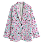 Sakura Cherry Blossom Pattern Print Women's Cotton Blazer
