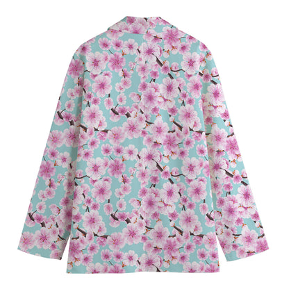 Sakura Cherry Blossom Pattern Print Women's Cotton Blazer