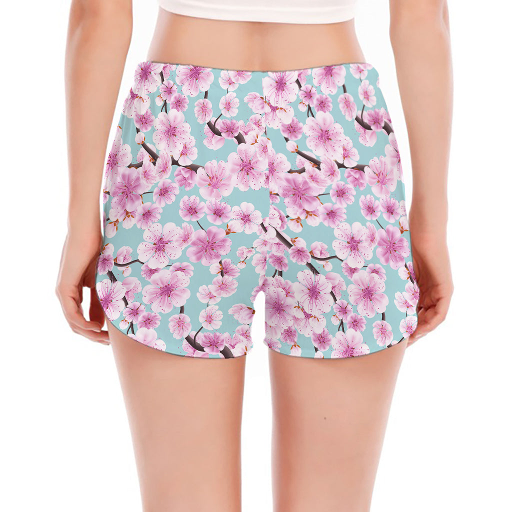 Sakura Cherry Blossom Pattern Print Women's Split Running Shorts