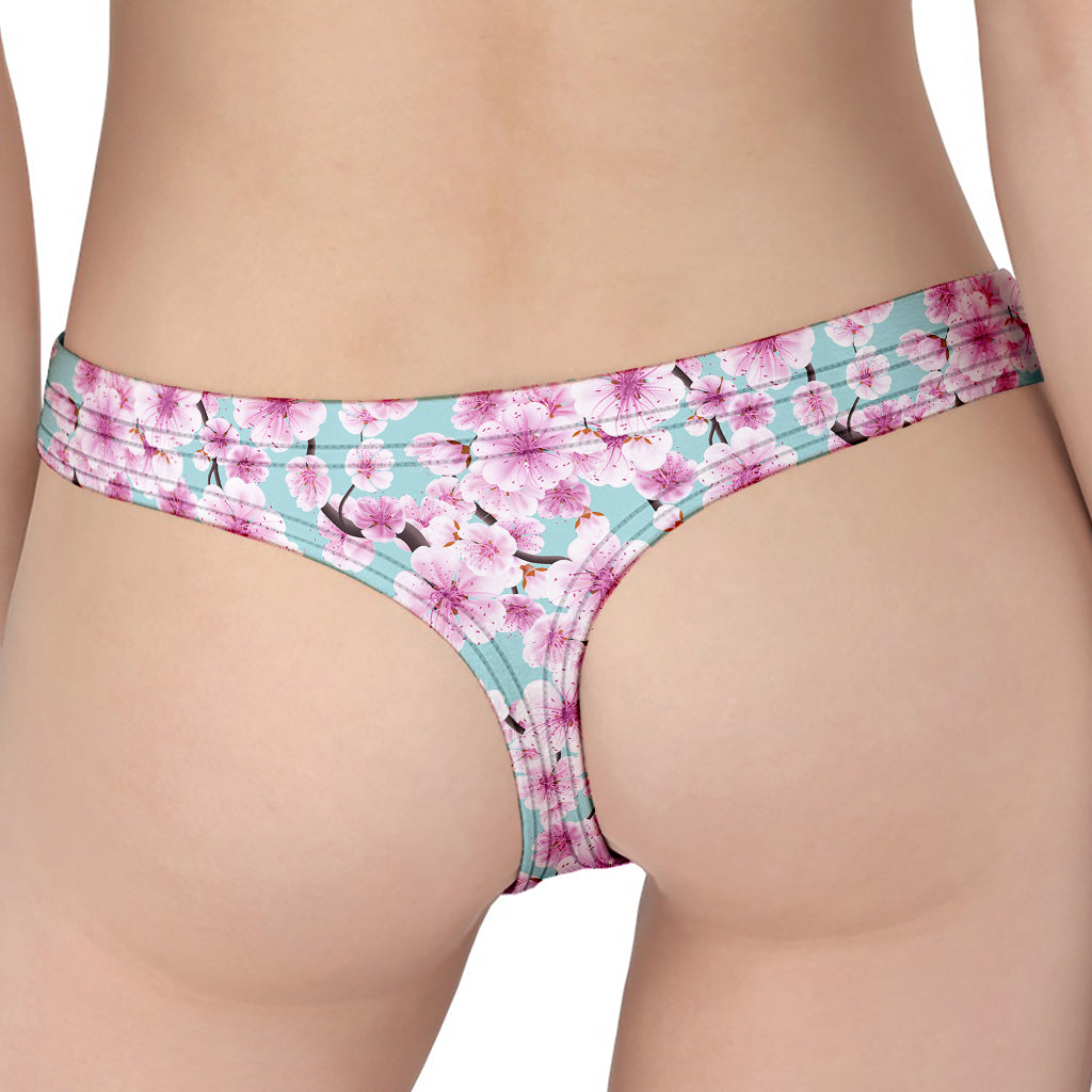 Sakura Cherry Blossom Pattern Print Women's Thong
