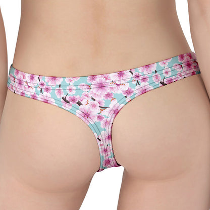 Sakura Cherry Blossom Pattern Print Women's Thong