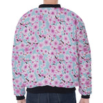 Sakura Cherry Blossom Pattern Print Zip Sleeve Bomber Jacket