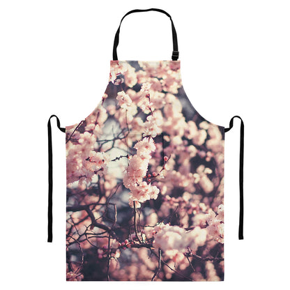 Sakura Cherry Blossom Print Bib Apron With Pocket
