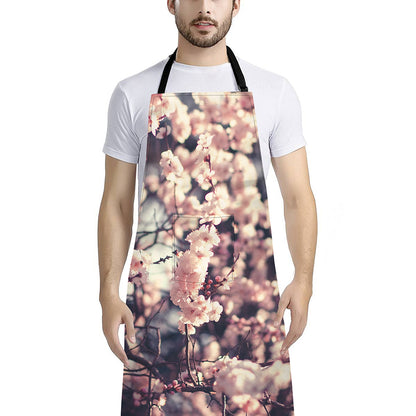 Sakura Cherry Blossom Print Bib Apron With Pocket