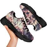 Sakura Cherry Blossom Print Black Chunky Shoes