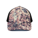 Sakura Cherry Blossom Print Black Mesh Trucker Cap