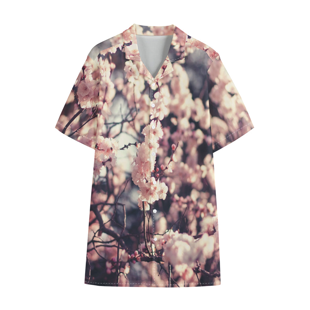 Sakura Cherry Blossom Print Cotton Hawaiian Shirt