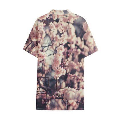 Sakura Cherry Blossom Print Cotton Hawaiian Shirt