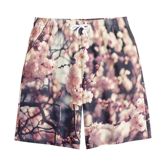 Sakura Cherry Blossom Print Cotton Shorts