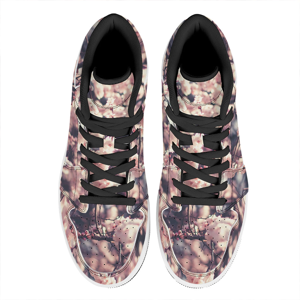 Sakura Cherry Blossom Print High Top Leather Sneakers